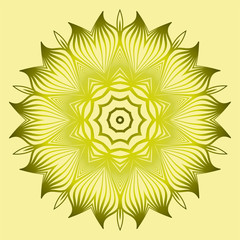 Vector Floral Mandala. Vintage Decorative Elements. Vector Illustration. Yellow gold green.