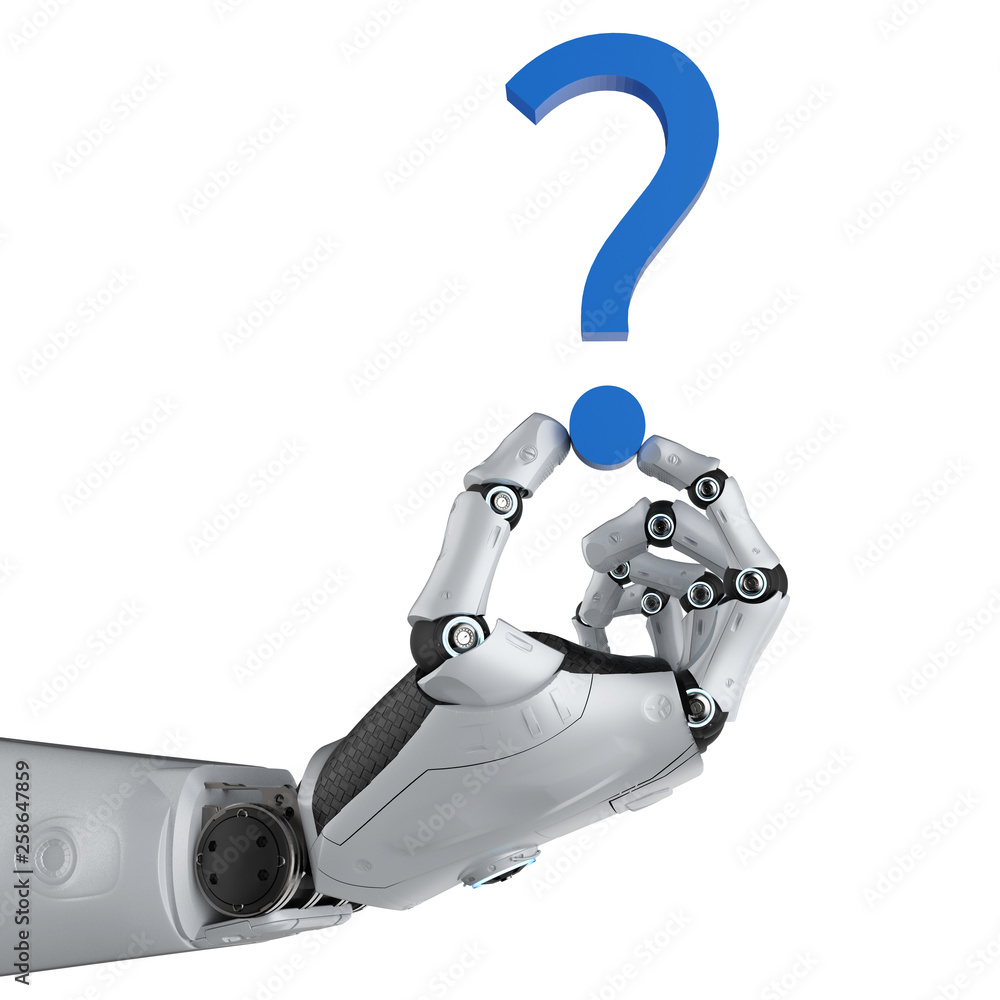 Poster robot with question mark