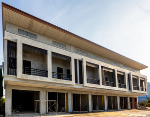 Town home or town house is under construction. Two storey houses.