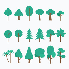 Flat tree collection. tree icon pack.