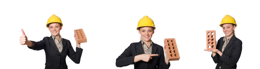 Young architect isolated on white