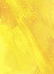 Macro texture of painted surface. Brush marks on the paint. Chaotic strokes of white, yellow, and...