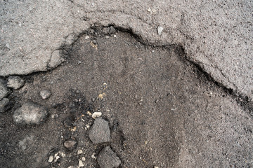 Pit in the asphalt