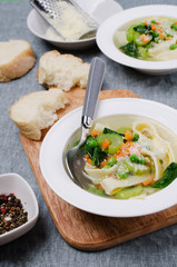 Traditional soup with pasta