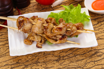 Chicken skin skewer