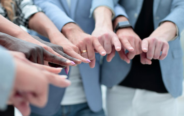 close-up of multi-racial hands