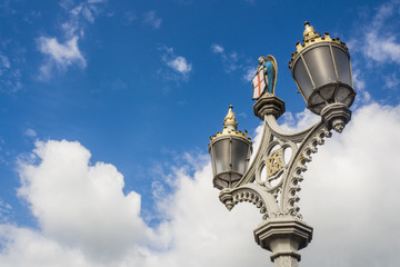 Fototapeta na wymiar The old lamp light with blue sky, York North Yorkshire, England UK.