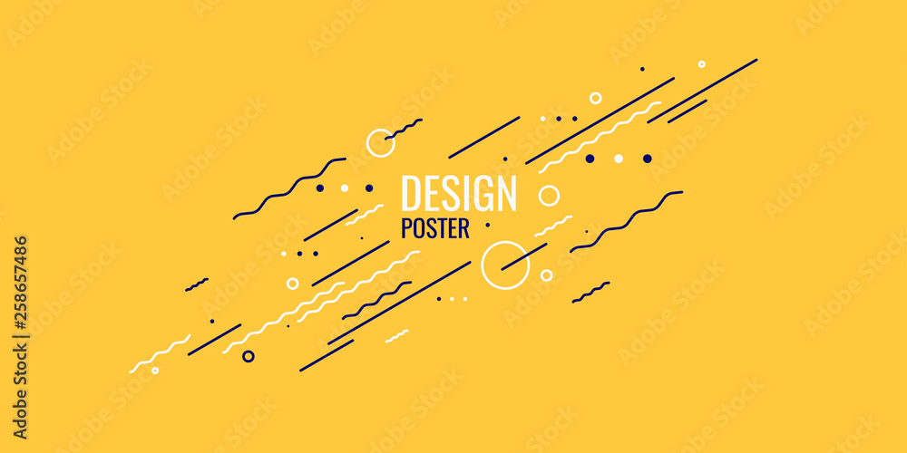Poster trendy abstract background. composition of amorphous forms and lines.