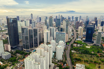 Obraz premium High buildings at morning in Jakarta city