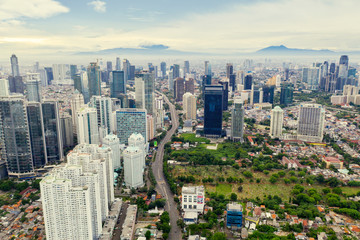 Fototapeta na wymiar Office buildings in Jakarta city