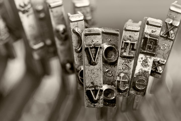 the word   VOTE with old typwriter keys