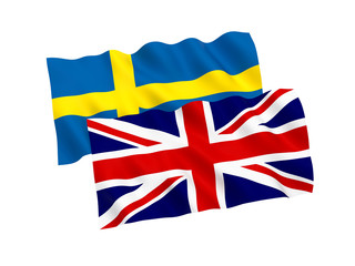 Flags of Sweden and Great Britain on a white background