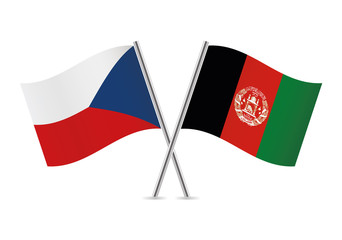 Czech and Afganistan flags. Vector illustration.