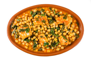 Garbanzos con bacalao y espinacas