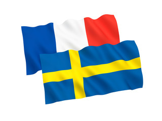 Flags of France and Sweden on a white background