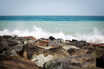Fototapeta na wymiar Sea landscape, rocks, sea and blue sky