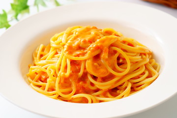 カニのトマトクリームパスタ