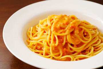 カニのトマトクリームパスタ