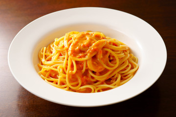 カニのトマトクリームパスタ