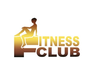 Sporty woman silhouette. Fitness club text. Emblem for sport club.