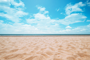Fototapeta na wymiar Seascape of beautiful tropical beach with calm sky. sea view and sand beach, summer background.