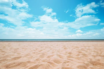 Fototapeten Seascape of beautiful tropical beach with calm sky. sea view and sand beach, summer background. © jakkapan