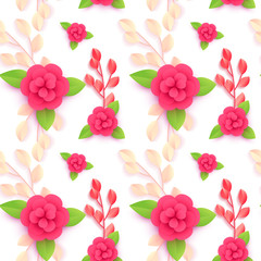 Colorful floral seamless pattern isolated on white. Vector illustration