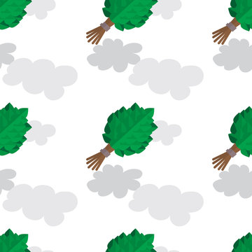Seamless pattern design with a bath house elements.