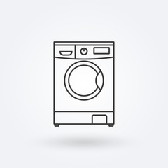 Washing machine line icon. Laundry symbol. Vector illustration.