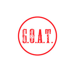 G.O.A.T. (greatest on all time) round postage stamp isolated on white background. Web icon design. Vector illustration 