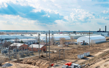 Electric substation is a large plant - the top view