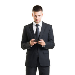 Confident man in formalwear. Businessman in suit isolated on white.