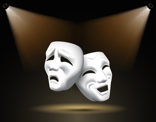 Theatre poster design with decorate emotion masks.