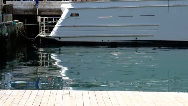 Stern of a charter boat docked in Wellington Harbour, New Zealand