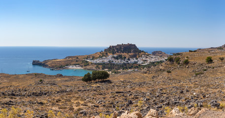 Fototapeta na wymiar Lindos town cityscape, Rhodes island, Greece