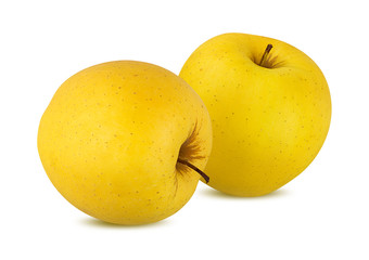 Fresh yellow apple isolated on white background with clipping path