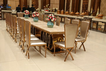 tables and chairs in cafe