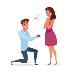 Engagement proposal flat vector illustration