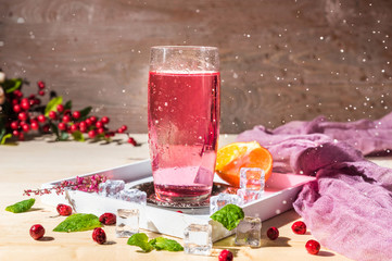 Pink fresh colorful exotic summer cocktail