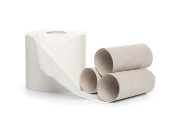 toilet paper on white background
