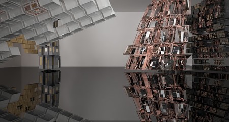 Abstract  concrete and coquina parametric interior . 3D illustration and rendering.