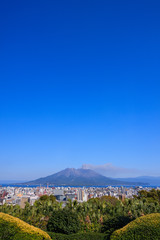 長島美術館からみた鹿児島市街地と桜島