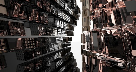 Abstract  concrete and coquina parametric interior . 3D illustration and rendering.