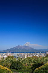 長島美術館からみた鹿児島市街地と桜島