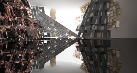 Fototapeta premium Abstract concrete and coquina parametric interior . 3D illustration and rendering.