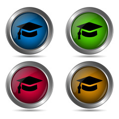 Education icon. Set of round color icons.