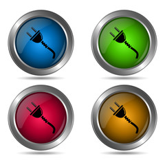 Electric plug icon. Set of round color icons.