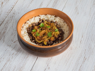 Mujadarra - Arabian dish with rice and lentils.