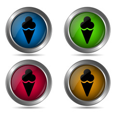 Ice cream icon. Set of round color icons.