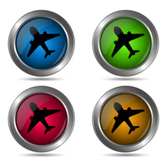 Aircraft icon. Set of round color icons.